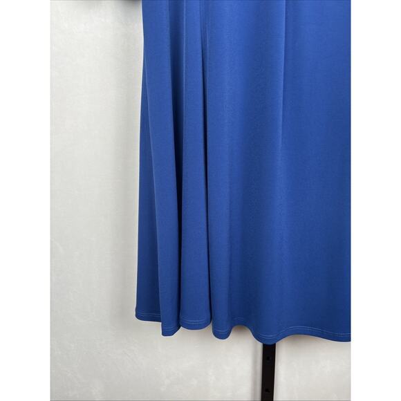 Susan Graver Liquid Knit Midi Shift Dress Women's Large Blue Beaded Neckline - Picture 4 of 10